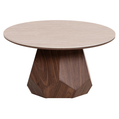 Coffee Table Venera Hm18441 Ceramic Top With Travertine Stone Look--mdf Base Walnut Φ80x42h