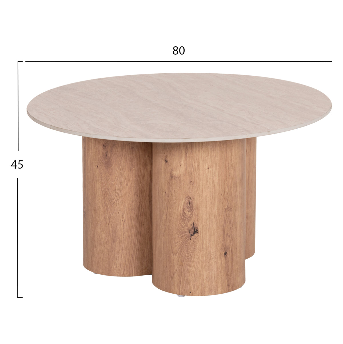 Coffee Table Silva Hm18443 Ceramic Top With Travertine Stone Look--mdf Base Natural Φ80x45h