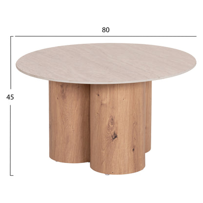 Coffee Table Silva Hm18443 Ceramic Top With Travertine Stone Look--mdf Base Natural Φ80x45h