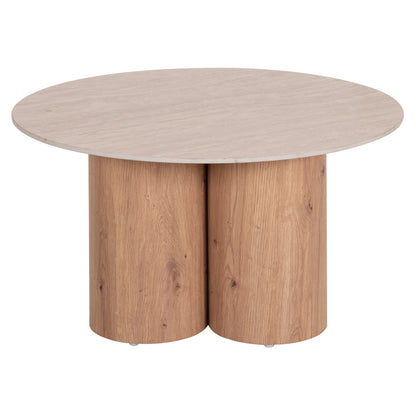 Coffee Table Silva Hm18443 Ceramic Top With Travertine Stone Look--mdf Base Natural Φ80x45h