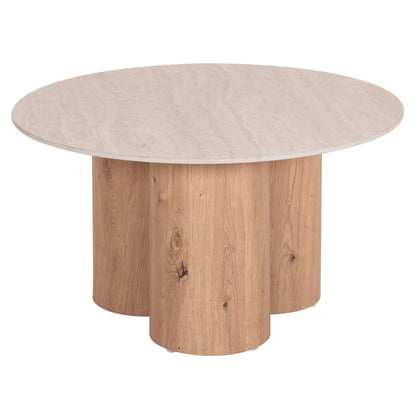 Coffee Table Silva Hm18443 Ceramic Top With Travertine Stone Look--mdf Base Natural Φ80x45h