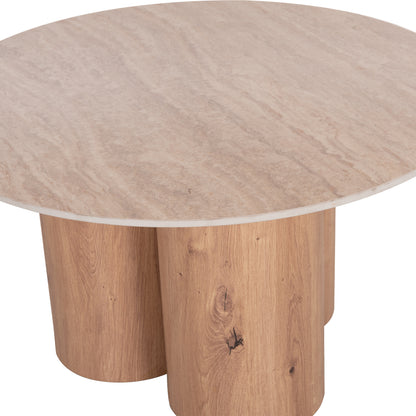 Coffee Table Silva Hm18443 Ceramic Top With Travertine Stone Look--mdf Base Natural Φ80x45h