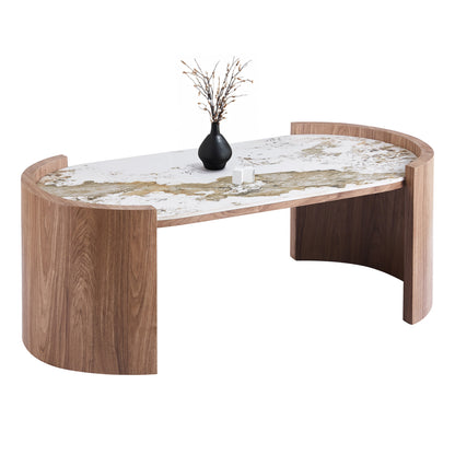 Coffee Table Marblex Hm18445 Ceramic Top In Pandora Color--mdf Legs 120x60x43hcm.