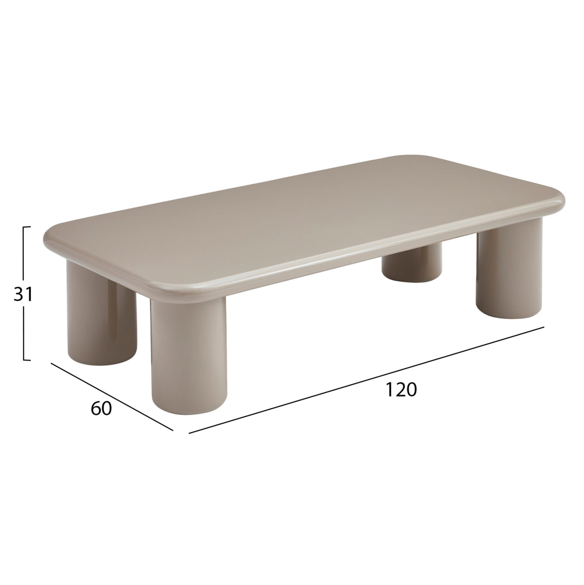 Coffee Table Solna Hm18454.05 Mdf In Glossy Taupe 120x60x31hcm.