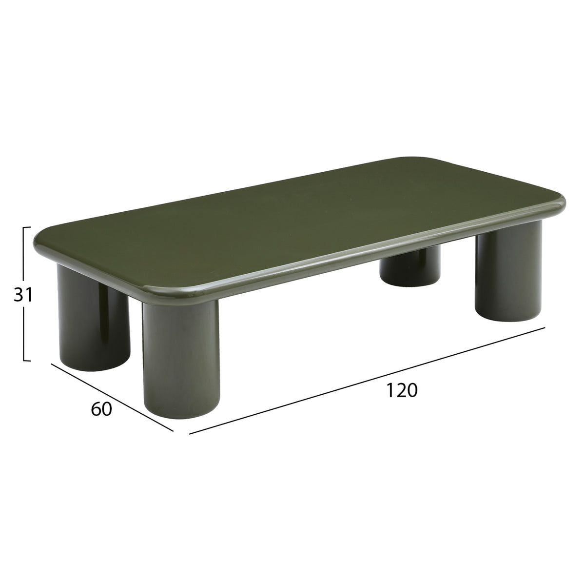 Coffee Table Solna Hm18454.07 Mdf In Glossy Olive Green 120x60x31hcm.