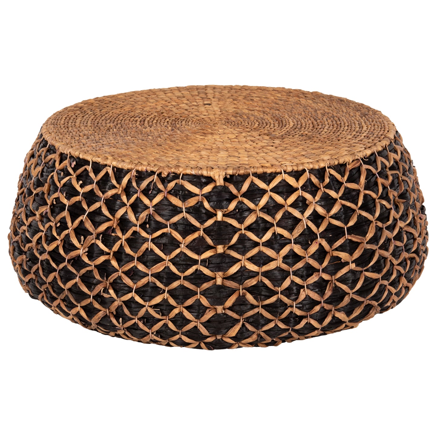 Coffee Table Round Ilion Hm7868 Water Hyacinth  In Black-natural Color Φ115x45hcm.
