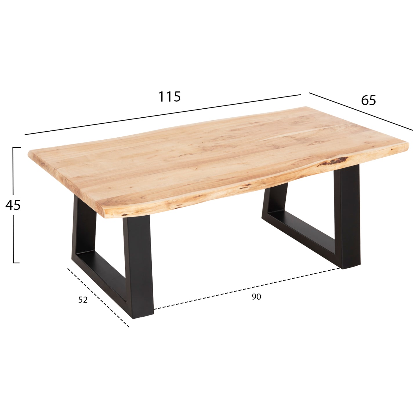 Coffee Table Montana Hm8166.21 Top Thickness 4cm.acacia Wood In Light Natural Color 115x63x40hcm.