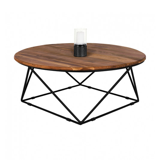 Coffee Table Berlin Hm8201.11 Solid Acacia Wood Φ90x36,5Η