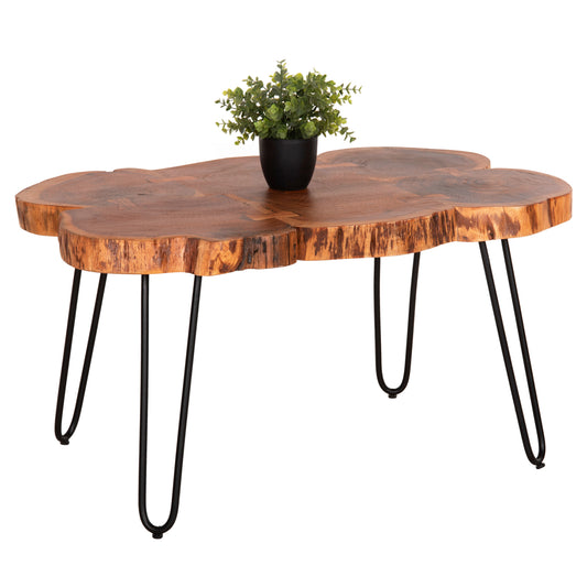 Coffee Table Oslo Hm8205.11 Solid Acacia-metal Legs 89x58x47Ηcm