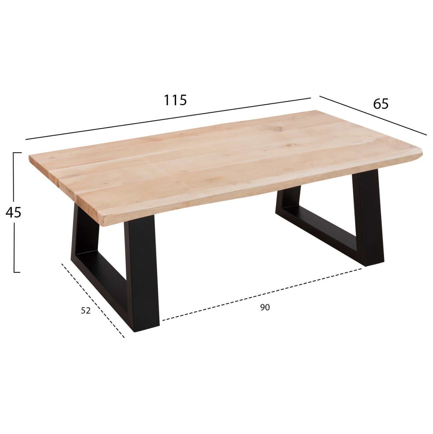 Coffee Table Sofia Slim Hm8502.21 Acacia Wood In Light Natural Color 115x65x41hcm.