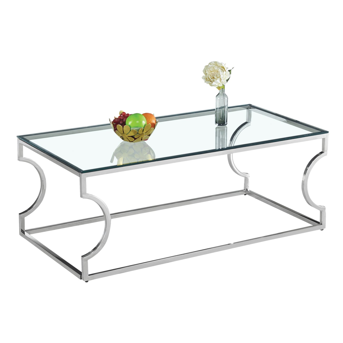 Coffee Table Amara Hm8615.01 With Glass And Chromium Base 120x60x45 Cm