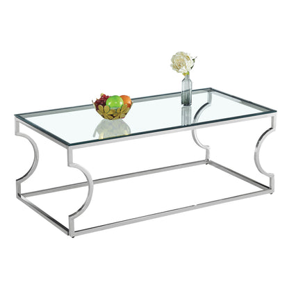 Coffee Table Amara Hm8615.01 With Glass And Chromium Base 120x60x45 Cm