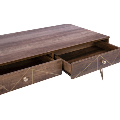 Coffee Table Kaitlyn Hm8651 Walnut With Gold 110x59x42,5 Cm.