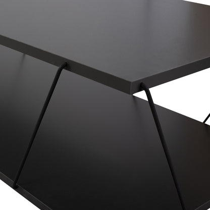 Coffee Table Trenton In Charcoal Grey&black Hm8927.02 120Χ50Χ30h