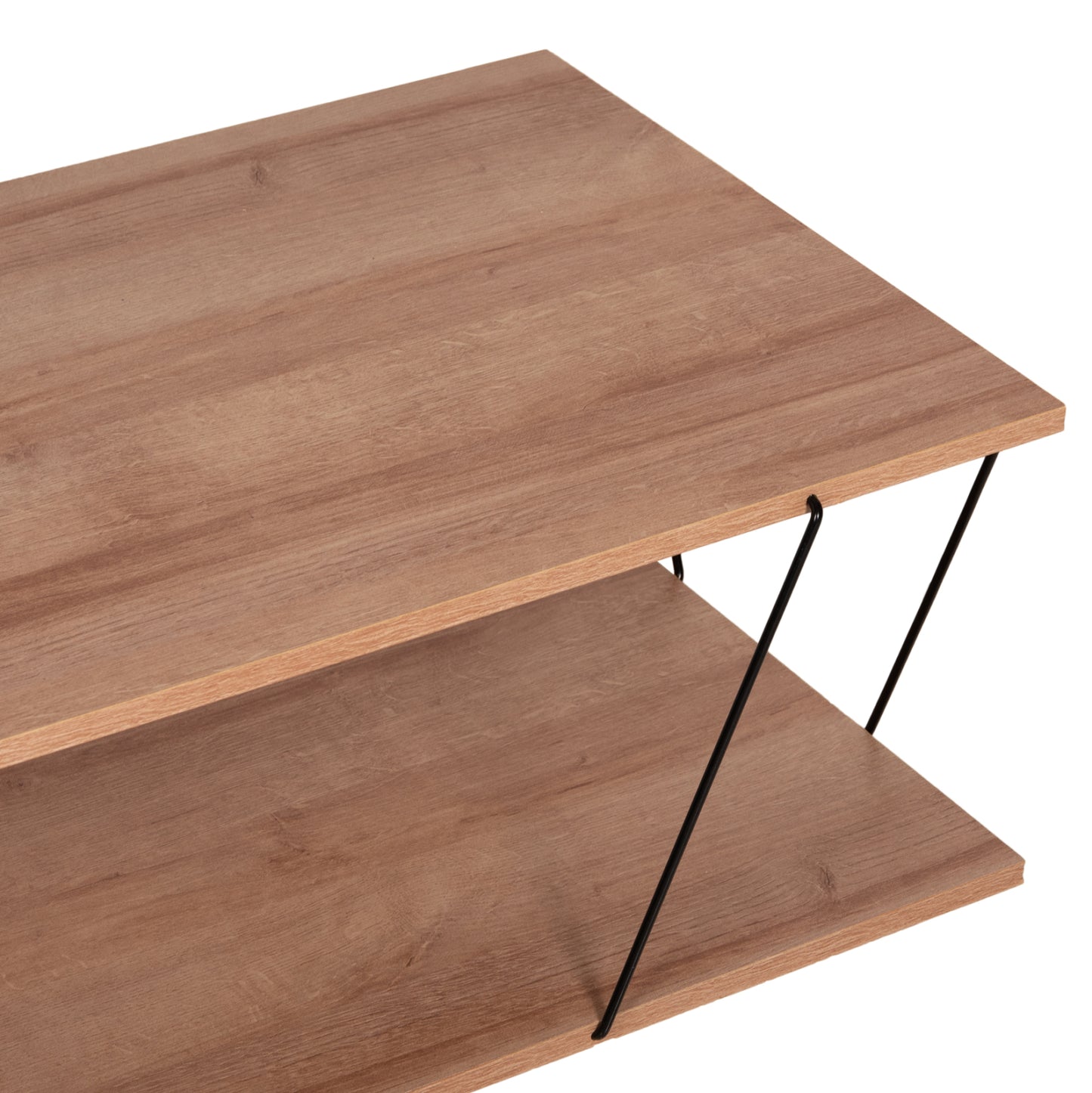 Coffee Table Tars Hm8927.11 Natural Oak Melamine-black Metal Rods 120Χ50Χ30hcm.