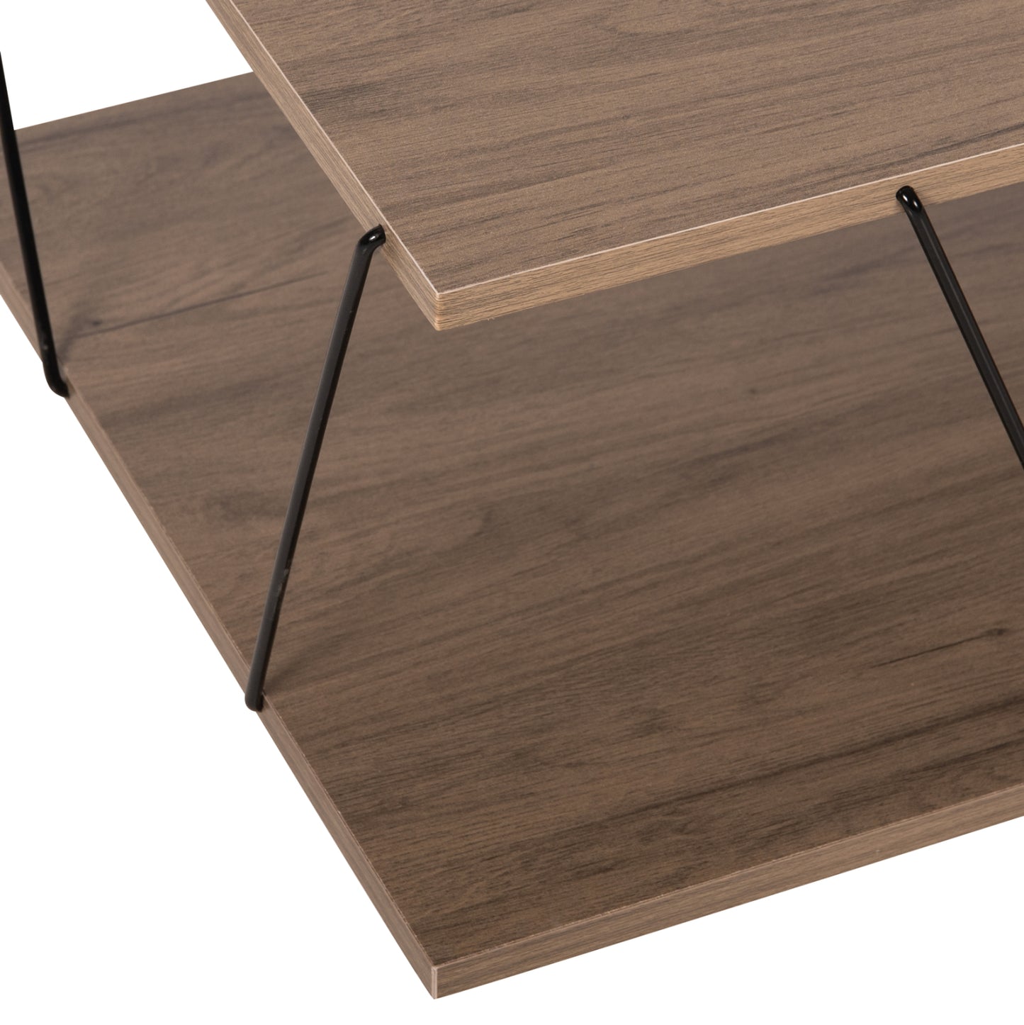 Coffee Table Tars Hm8927.12 Walnut Melamine-black Metal Rods 120Χ50Χ30hcm.