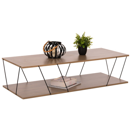 Coffee Table Tars Hm8927.12 Walnut Melamine-black Metal Rods 120Χ50Χ30hcm.