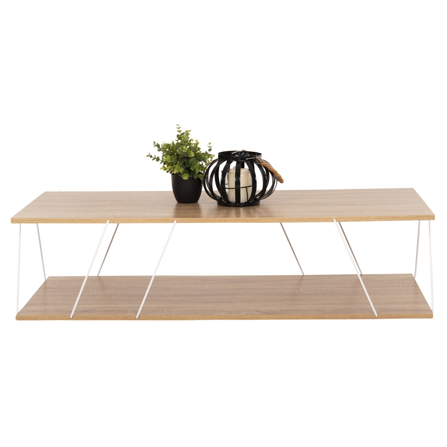 Coffee Table Tars Hm8927.14 Sonoma Melamine-white Metal Rods 120Χ50Χ30hcm.