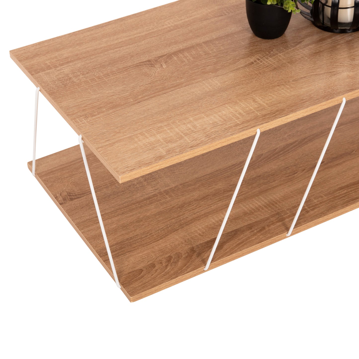 Coffee Table Tars Hm8927.14 Sonoma Melamine-white Metal Rods 120Χ50Χ30hcm.
