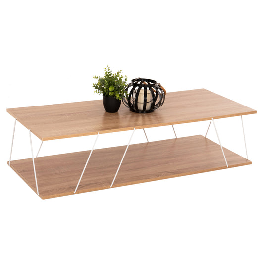 Coffee Table Tars Hm8927.14 Sonoma Melamine-white Metal Rods 120Χ50Χ30hcm.