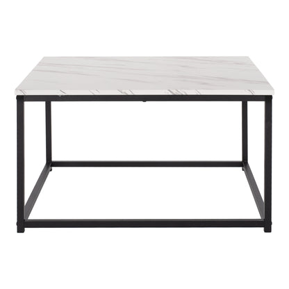 Coffee Table Braylen Hm8942.12 Square Melamine In White Marble Look- Black Base 75x75x43hcm.