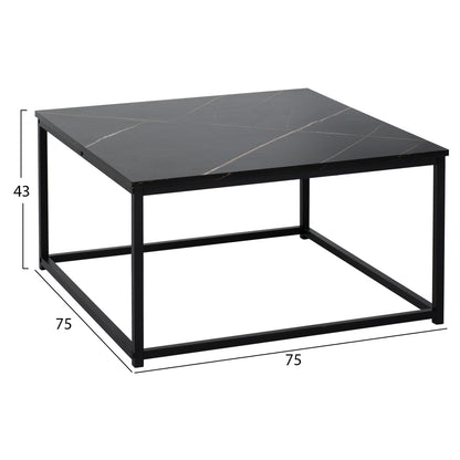Coffee Table Braylen Hm8942.13 Square With Melamine Black Marble Look 75x75x43hcm.