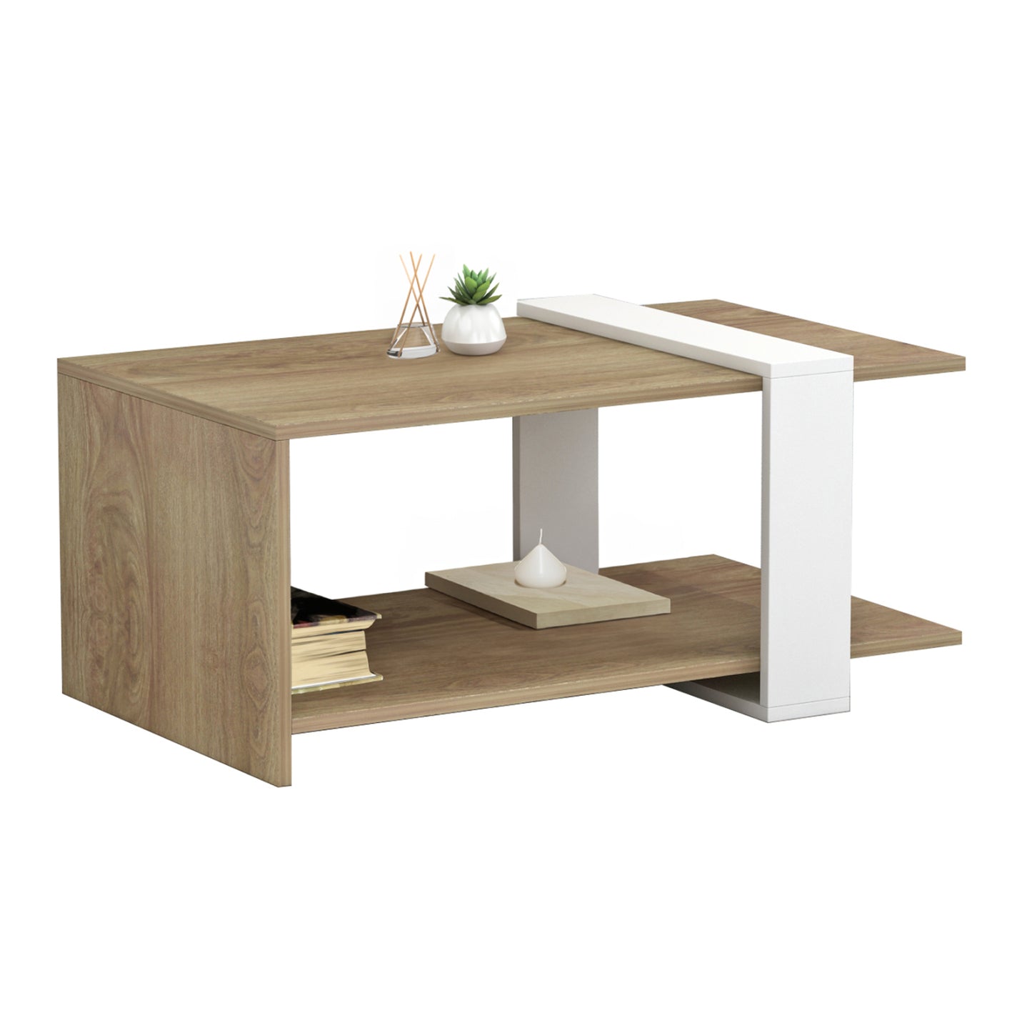 Coffee Table Wilma Hm8950.11 Melamine In Natural-white 80Χ50Χ35hcm.