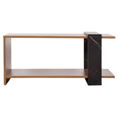 Coffee Table Wilma Hm8950.12 Melamine In Natural-black Marble 80Χ50Χ35hcm.