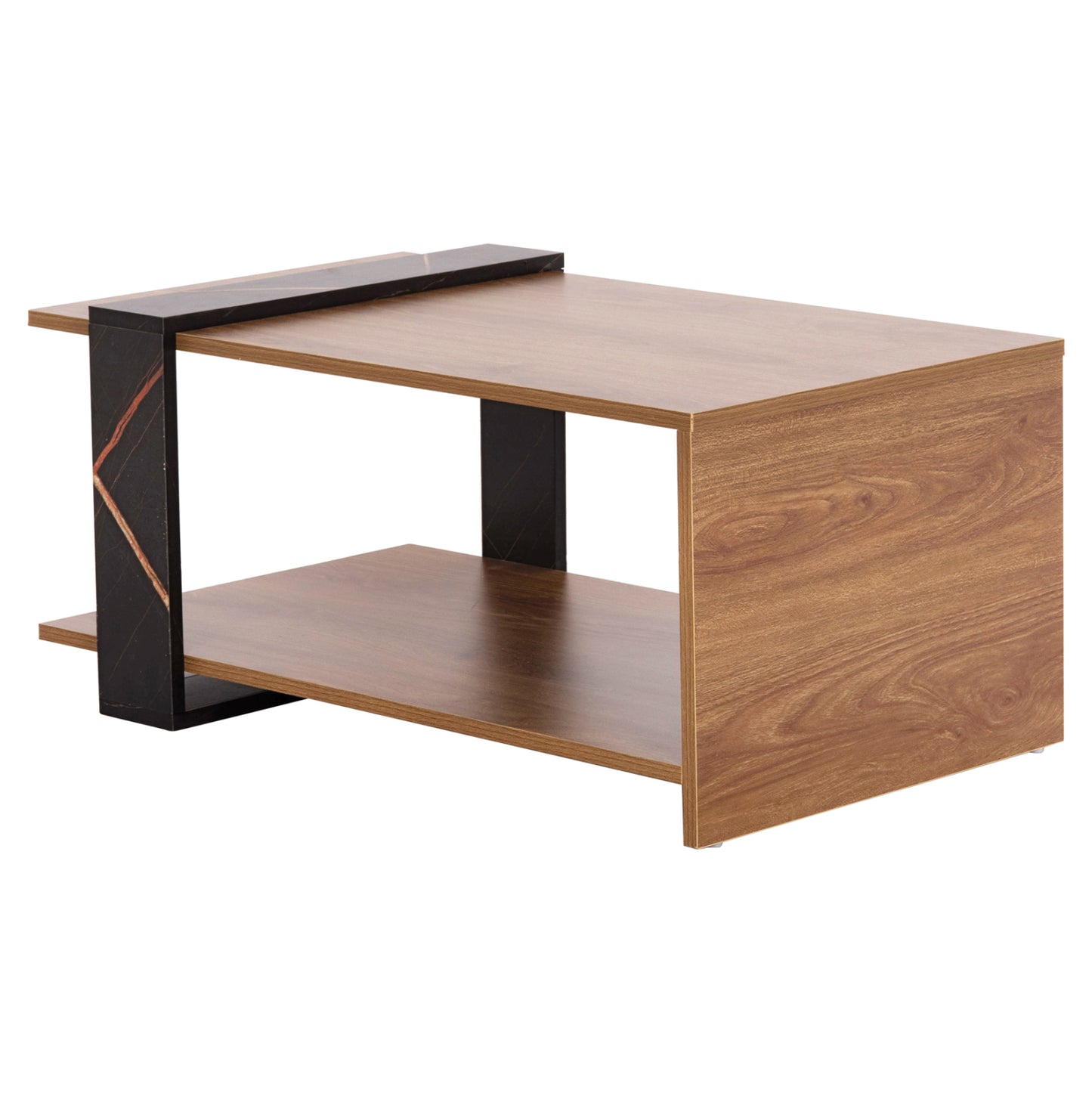 Coffee Table Wilma Hm8950.12 Melamine In Natural-black Marble 80Χ50Χ35hcm.
