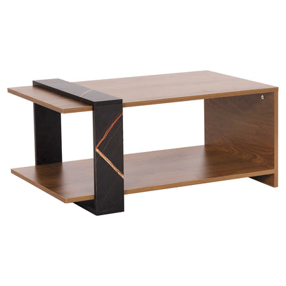Coffee Table Wilma Hm8950.12 Melamine In Natural-black Marble 80Χ50Χ35hcm.