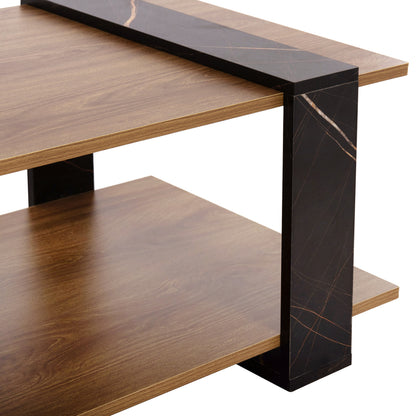 Coffee Table Wilma Hm8950.12 Melamine In Natural-black Marble 80Χ50Χ35hcm.