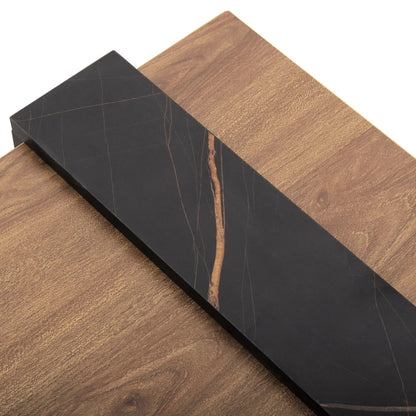 Coffee Table Wilma Hm8950.12 Melamine In Natural-black Marble 80Χ50Χ35hcm.