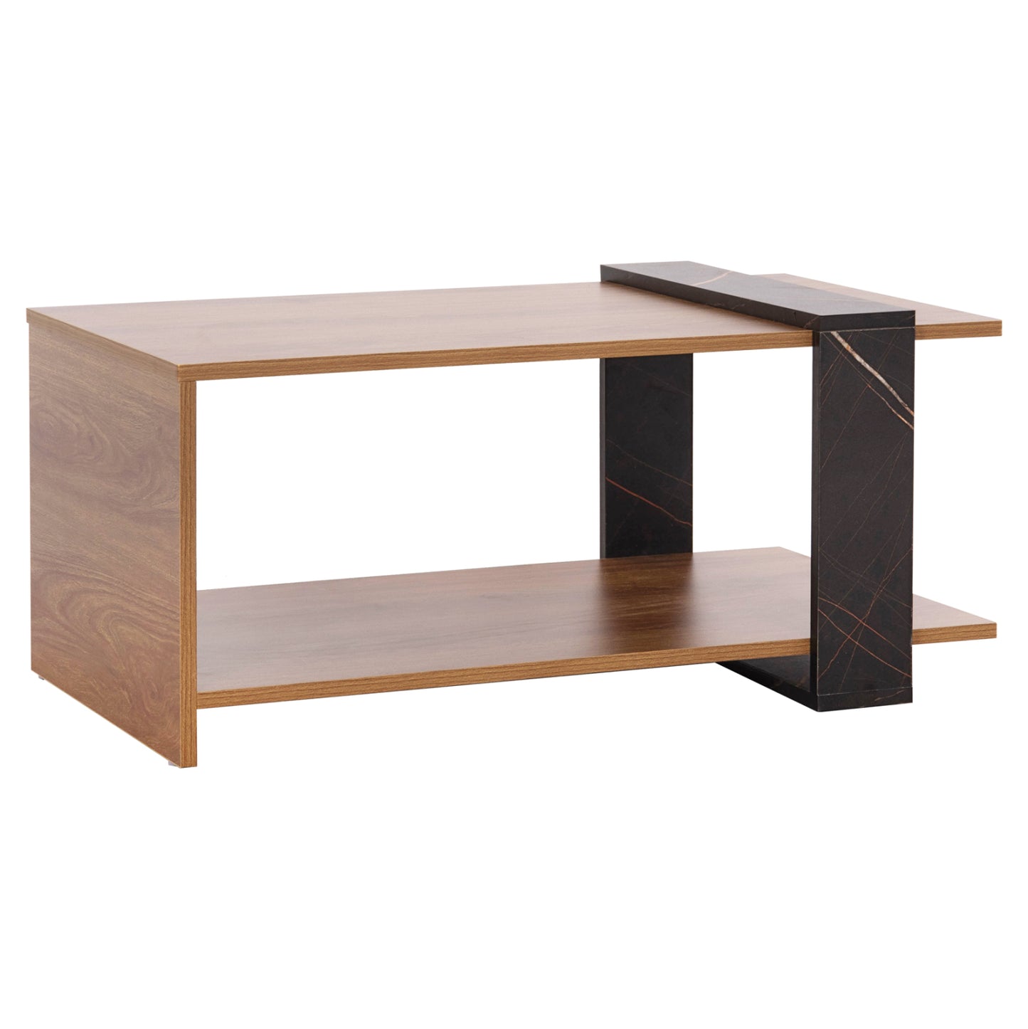 Coffee Table Wilma Hm8950.12 Melamine In Natural-black Marble 80Χ50Χ35hcm.