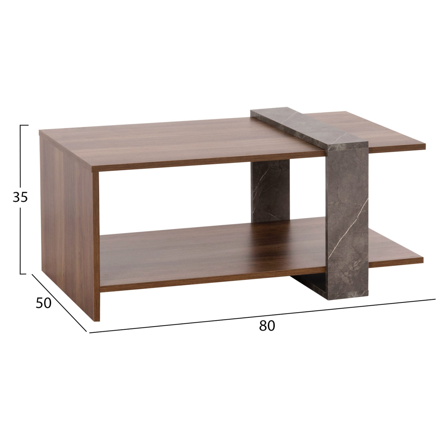 Coffee Table Wilma Hm8950.13 Melamine In Natural-greyish Stone Texture 80Χ50Χ35hcm.