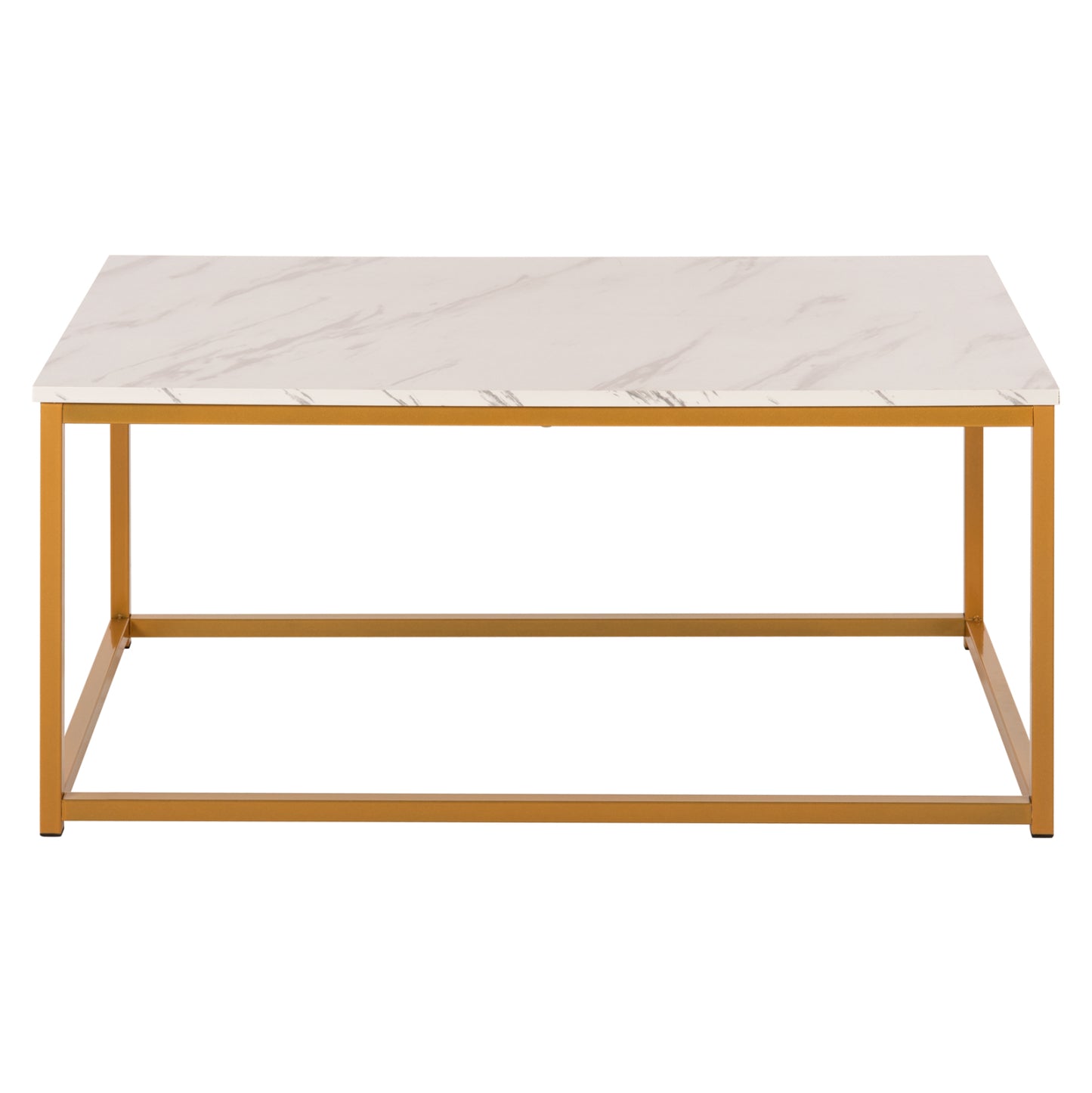 Coffee Table Saffron Hm8975.11 Melamine White Marble Look-gold Base 95x55x43.5hcm.