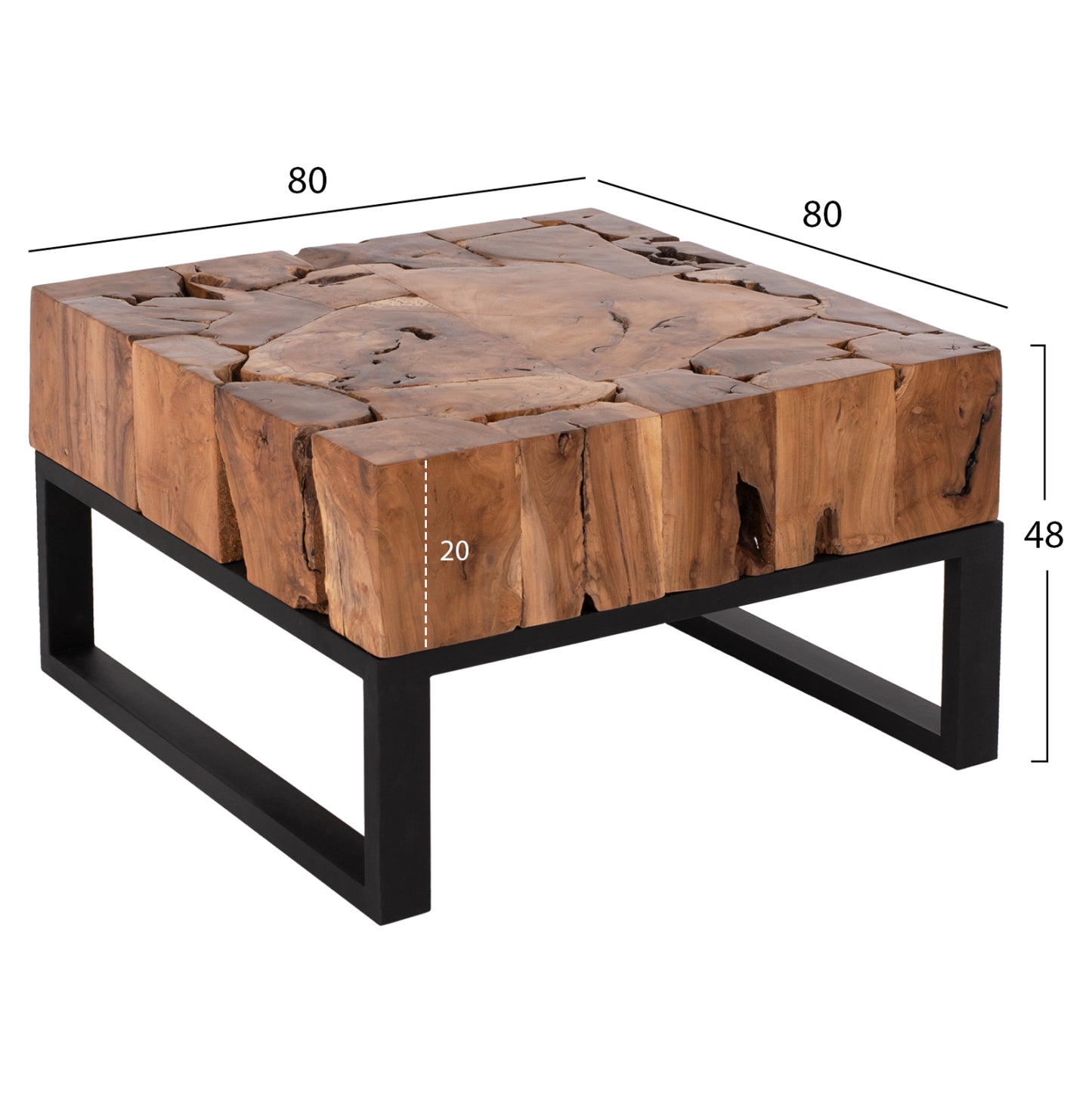 Coffee Table Pien Hm9354 Square Solid Teak Natural Color 80x80x48h