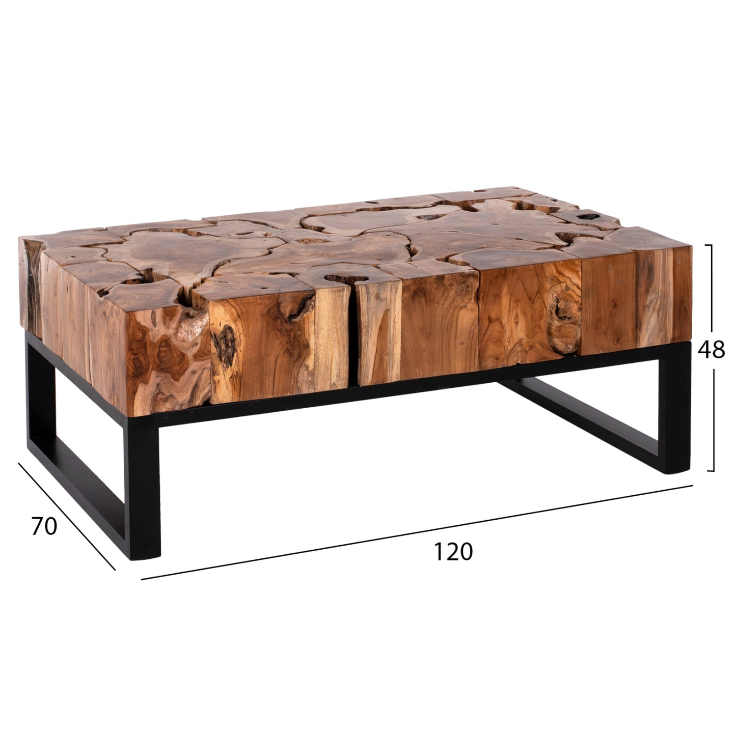 Coffee Table Pien Hm9355 Rectangular Solid Teak Natural 120x70x48h