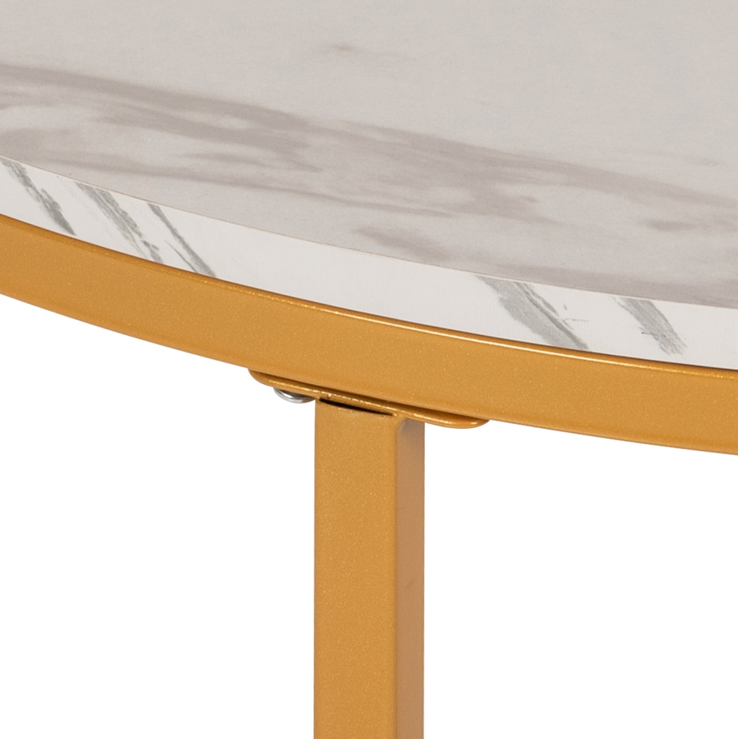 Coffee Table Hm9420.01 Melamine White Marble-gold Metal Legs Φ80x48,5hcm.