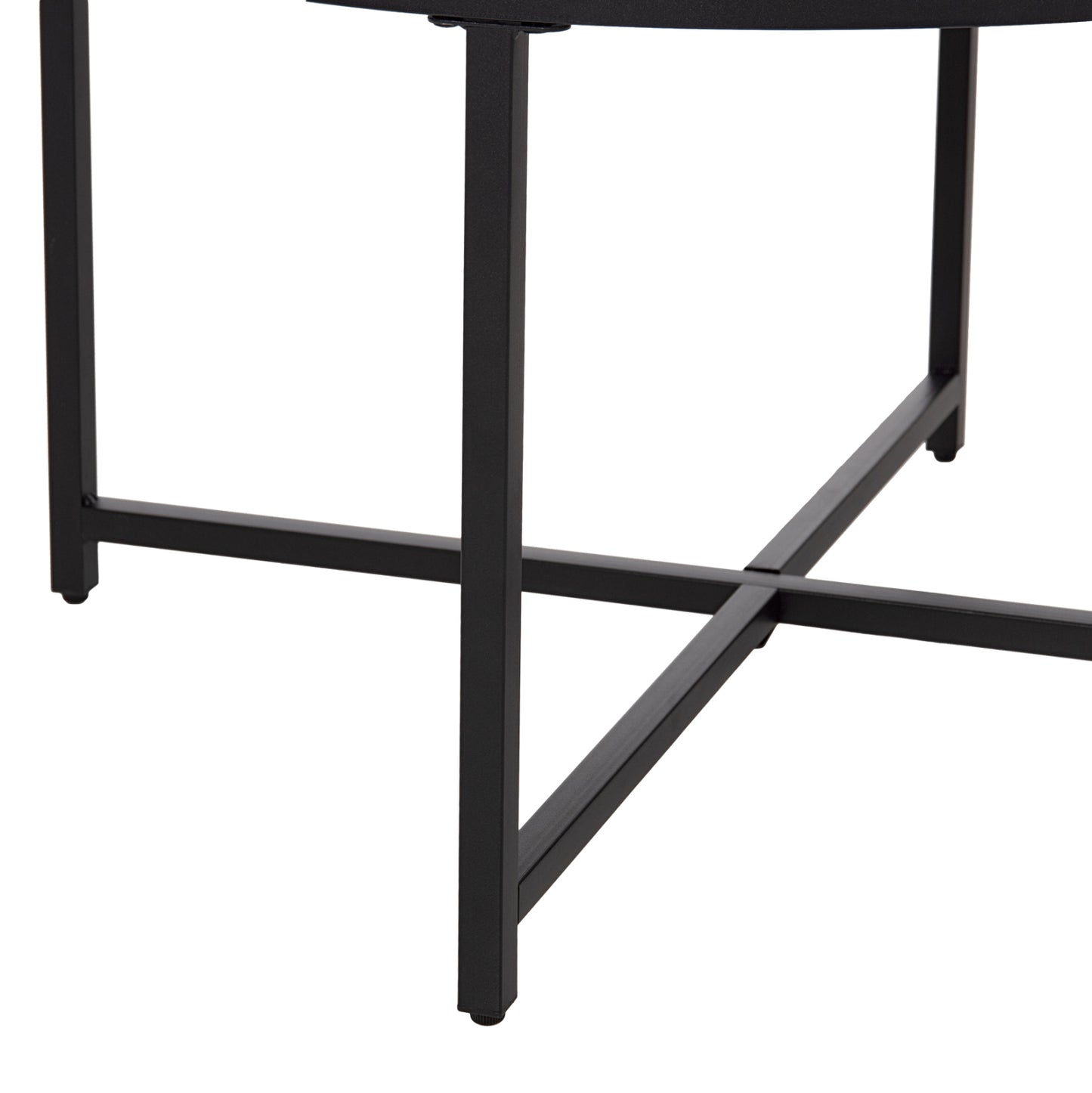 Coffee Table Hm9420.03 Melamine Black Marble-black Metal Legs Φ80x48,5hcm.