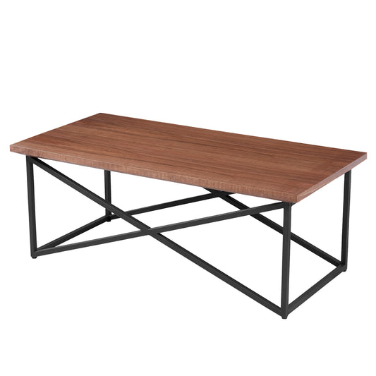Coffee Table Hm9469.02 Mdf With Walnut Wood Veneer Top-black Metal Base 120x60x45,5hcm.