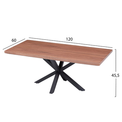 Coffee Table Hm9470.02 Mdf With Walnut Veneer Top-black Metal Base 120x60x45.5hcm.