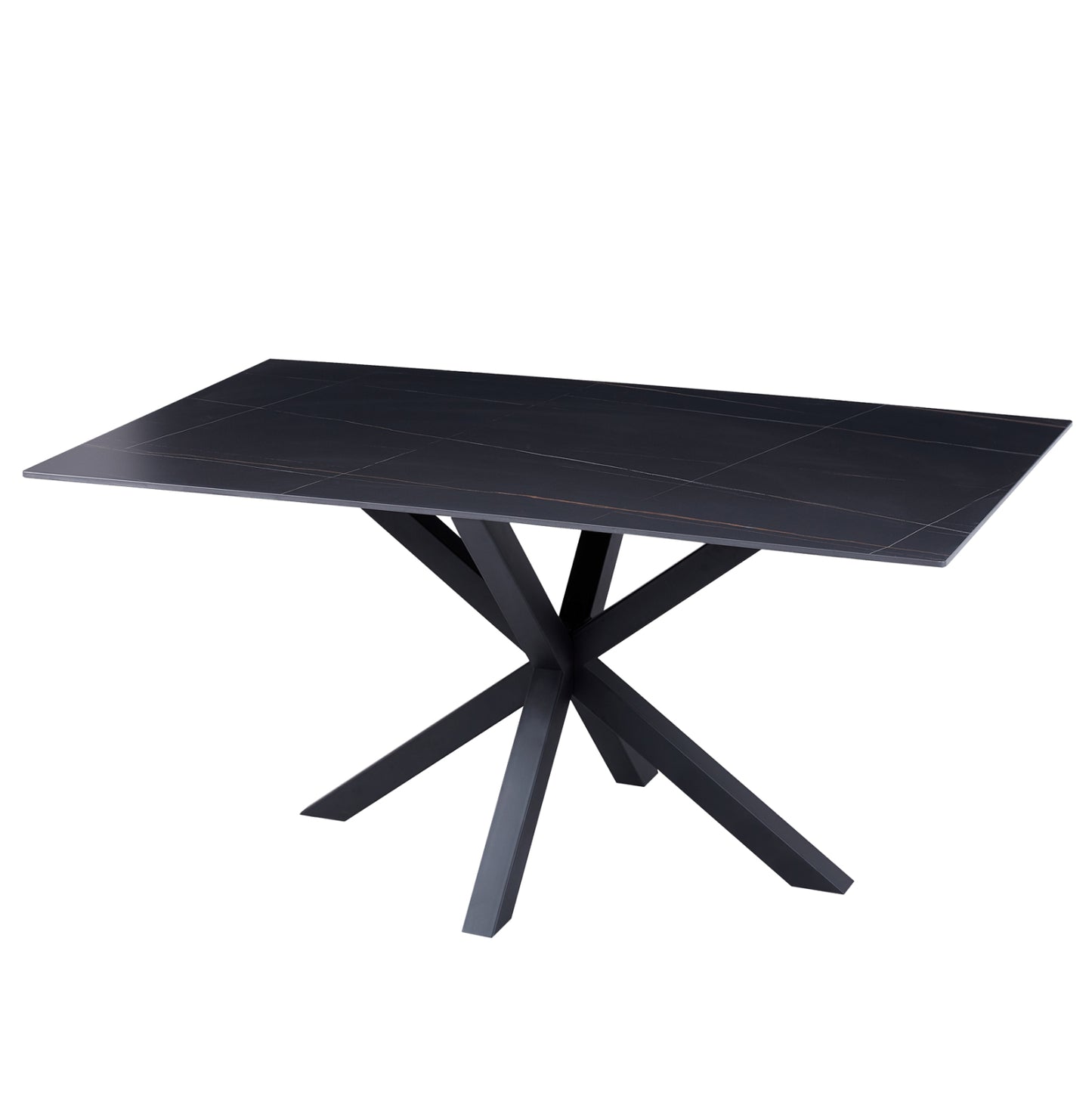 Coffee Table Hm9470.04 Black Marble Sintered Stone Top-black Metal Base 120x60x45,5hcm.