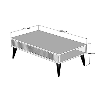 Coffee Table Hm9505.01 Melamine In Walnut Color With White Sides 105x60x34.6hcm.