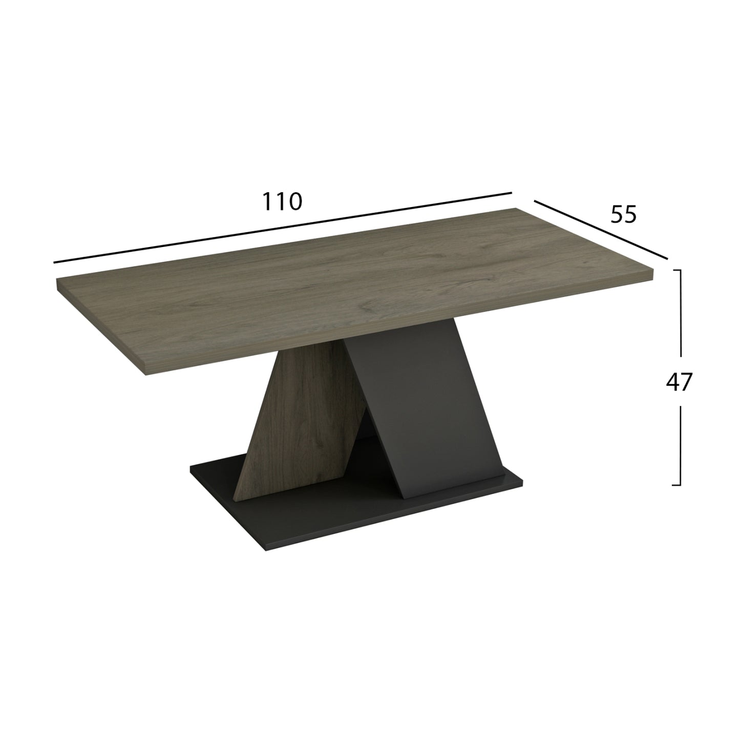 Coffee Table Dile Hm9528.01 Melamine In Sonama-grey 110x55x47hcm.
