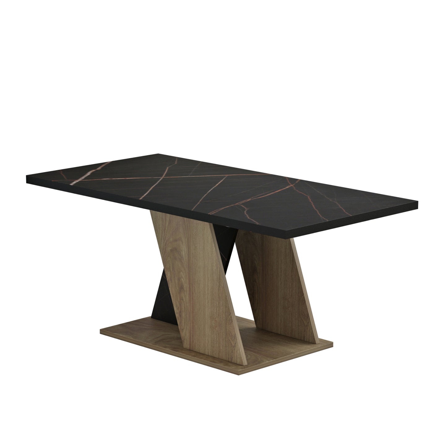 Coffee Table Dile Hm9528.03 Melamine In Natural-black Marble 110x55x47hcm.