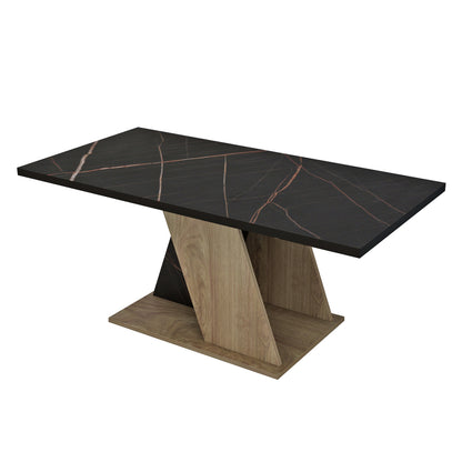 Coffee Table Dile Hm9528.03 Melamine In Natural-black Marble 110x55x47hcm.