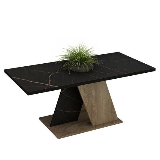 Coffee Table Dile Hm9528.03 Melamine In Natural-black Marble 110x55x47hcm.