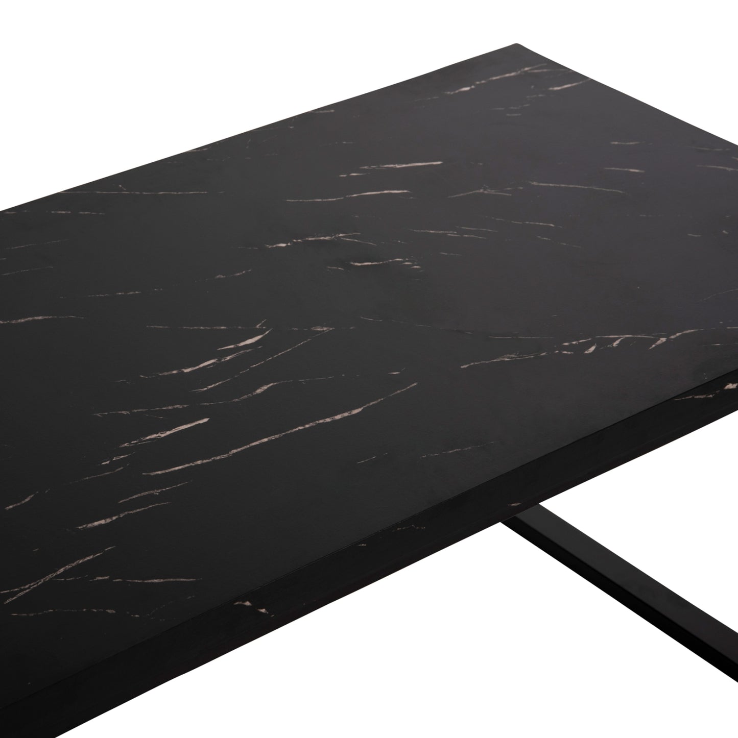 Coffee Table Shaben Hm9585.01 Mdf In Black Marble Tabletop-black Metal Base 120x60x46hcm.