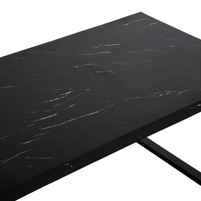 Coffee Table Shaben Hm9585.01 Mdf In Black Marble Tabletop-black Metal Base 120x60x46hcm.