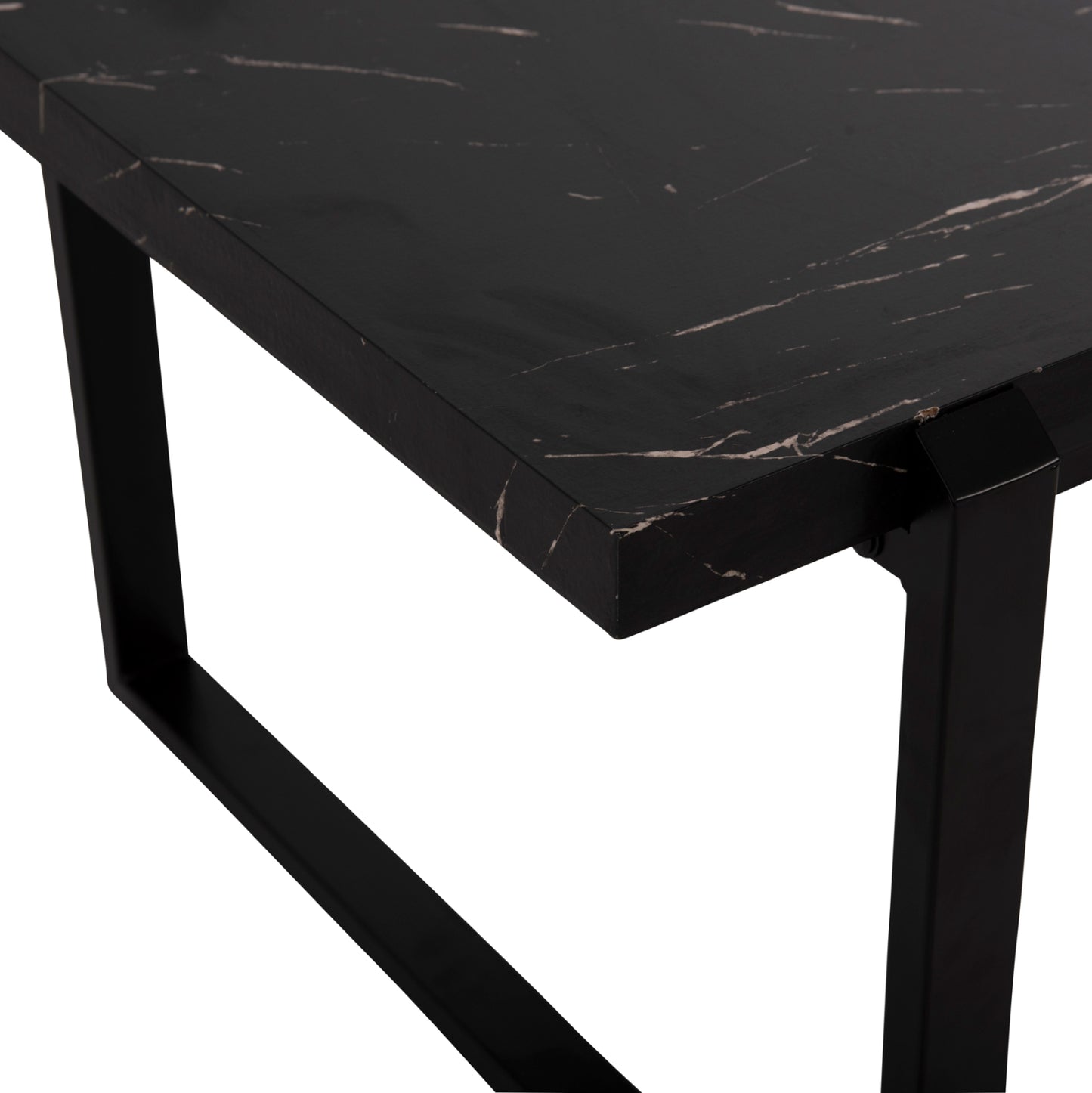 Coffee Table Shaben Hm9585.01 Mdf In Black Marble Tabletop-black Metal Base 120x60x46hcm.